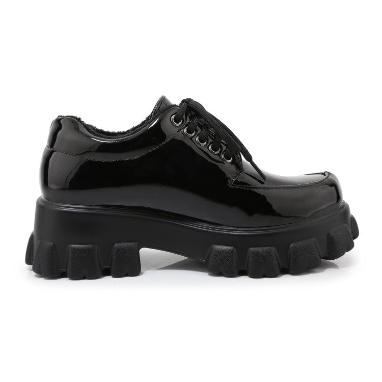 Ladies Solid Color Round Toe Strap Shallow Platform High Heels Shoes