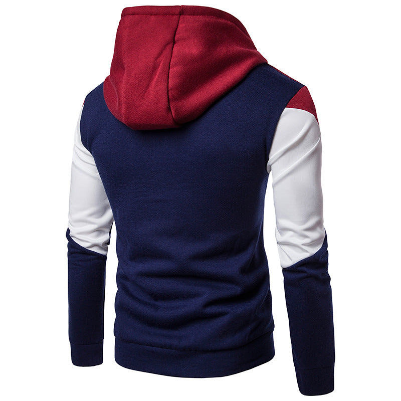 Men's Color Blocking Hooded Cardigan Long Sleeve Sweaters