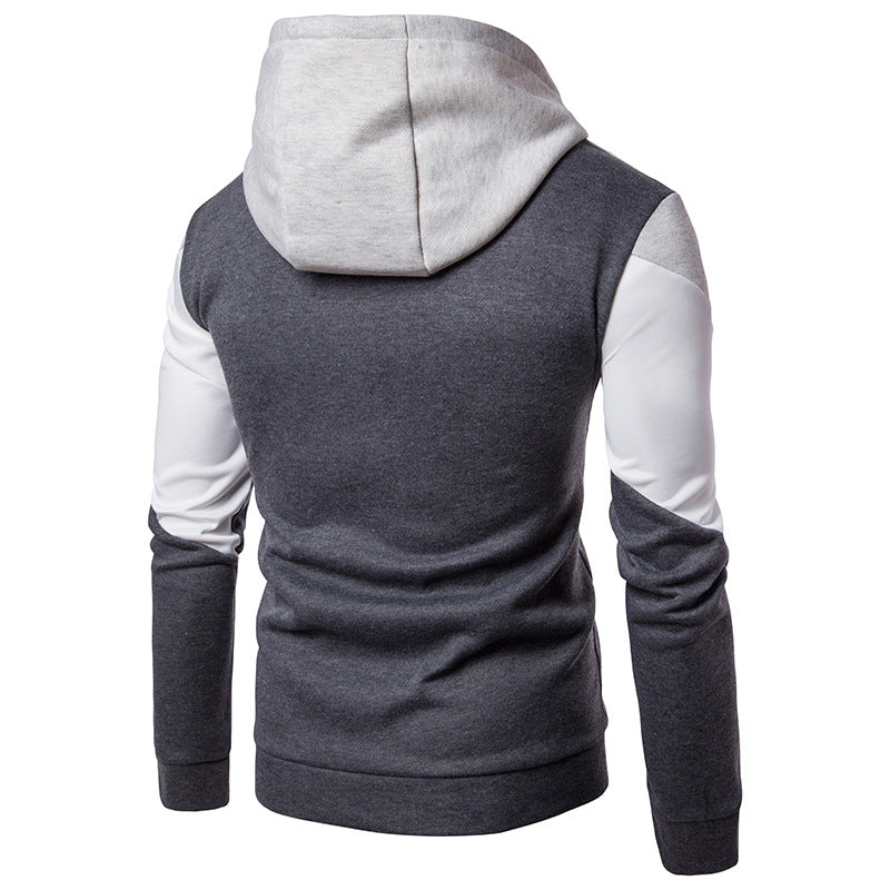 Men's Color Blocking Hooded Cardigan Long Sleeve Sweaters