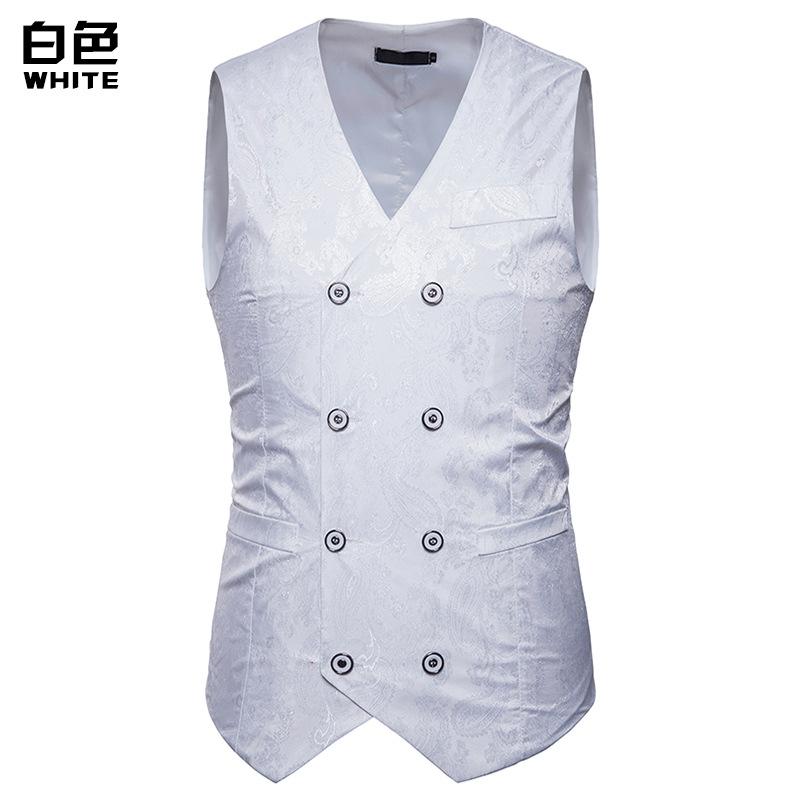 Men's Hollow Out Fashion Color Block Gentleman Suit Casual Printing Vest Blazer Vest