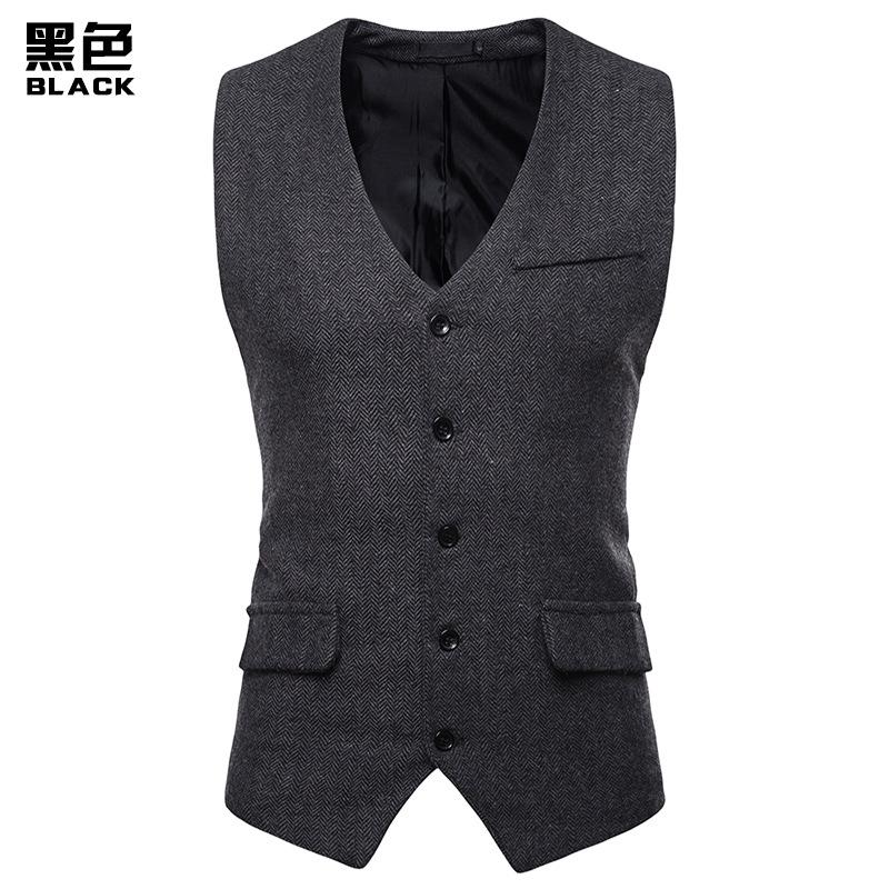Men's Woollen Single Breasted Tough Guy Suit Vest
