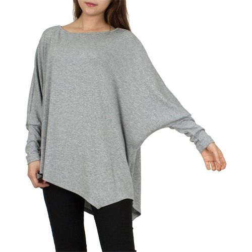 Solid Bat Sleeve Autumn Dress Loose Large Size Irregular Round Collar Top Women T Shirts