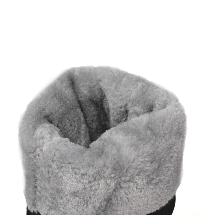 Women's Plush Down Waterproof Flat Platform Mid Calf Snow Boots