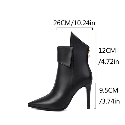 Women's Glossy Pointed Toe Thin Heel Ankle Boots