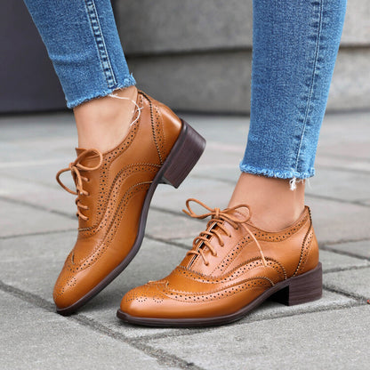 Women's Brogue Low Heel Oxford Shoes