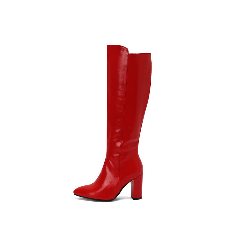 Women's Pointed Toe Block Heel Knee High Boots