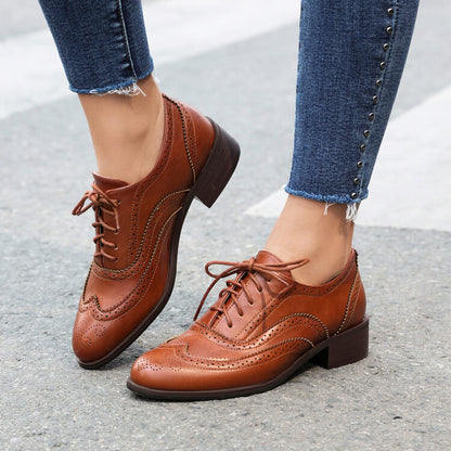 Women's Brogue Low Heel Oxford Shoes