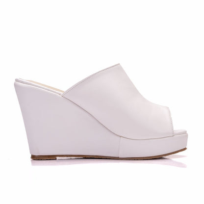 Women Open Toe Wedge Heel Plus Size Platform Slides