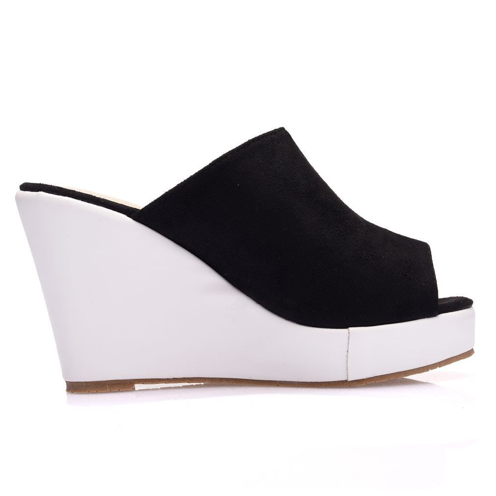 Women Open Toe Wedge Heel Plus Size Platform Slides