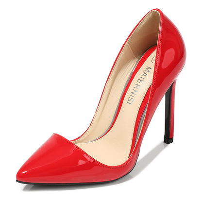 Ladies Candy Color Pointed Toe Shallow Stiletto Heel Pumps