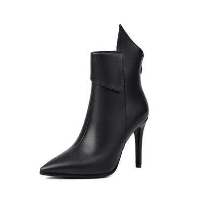 Women's Glossy Pointed Toe Thin Heel Ankle Boots