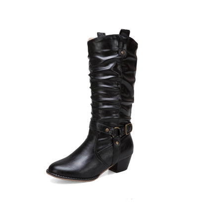 Bucke Belt Mid Calf Boots for Ladies