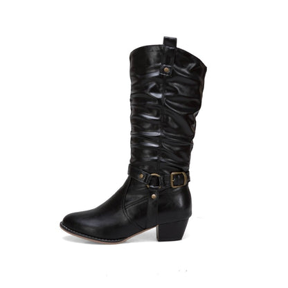 Bucke Belt Mid Calf Boots for Ladies