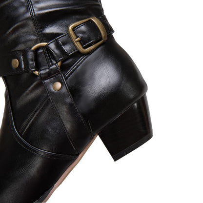 Bucke Belt Mid Calf Boots for Ladies