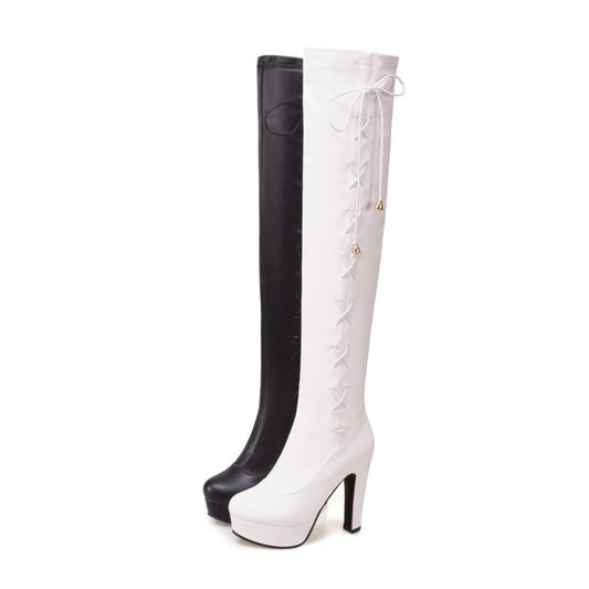 Ladies Platform High Heels Knee High Boots