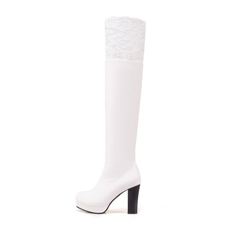 Ladies Lace High Heels Over the Knee Boots