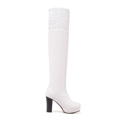 Ladies Lace High Heels Over the Knee Boots