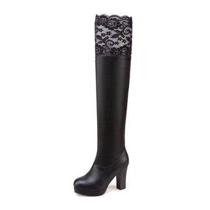 Ladies Lace High Heels Over the Knee Boots