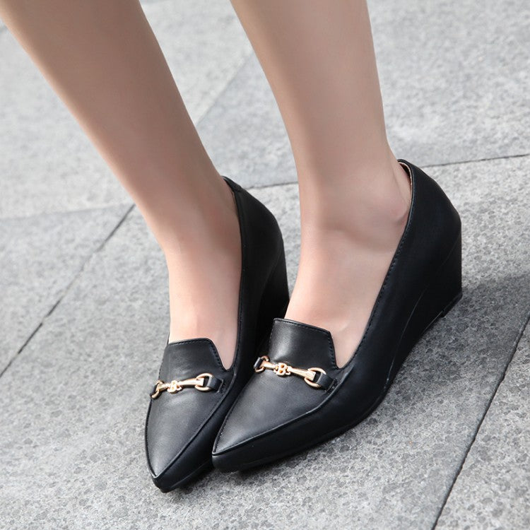 Ladies Heels Pointed Toe Platform Wedge Shoes