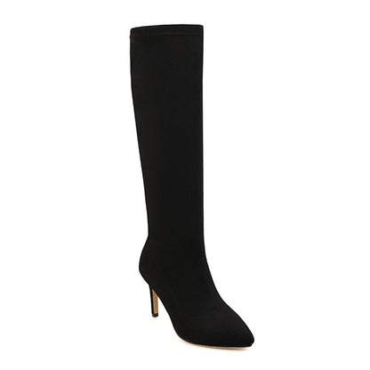 Pointed Toe Side Zippers Stiletto Heel Knee-High Boots for Women