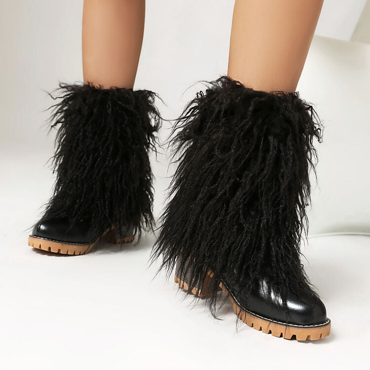 Women's Tassel Round Toe Platform Short Boots