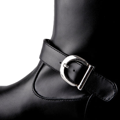 Buckles Belts Puppy Heel Over the Knee Boots for Women