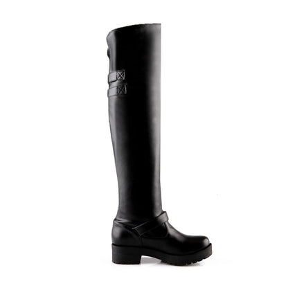 Buckles Belts Puppy Heel Over the Knee Boots for Women