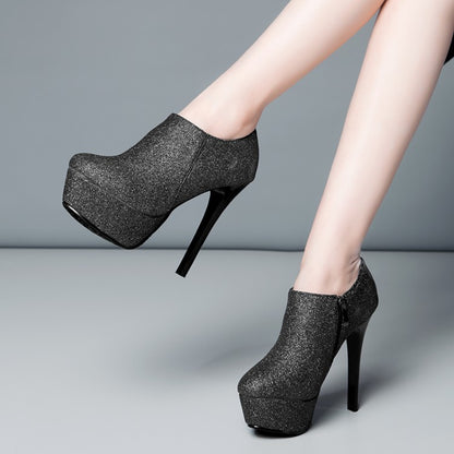 Sequins Stiletto Heel Platform Ankle Boots for Women