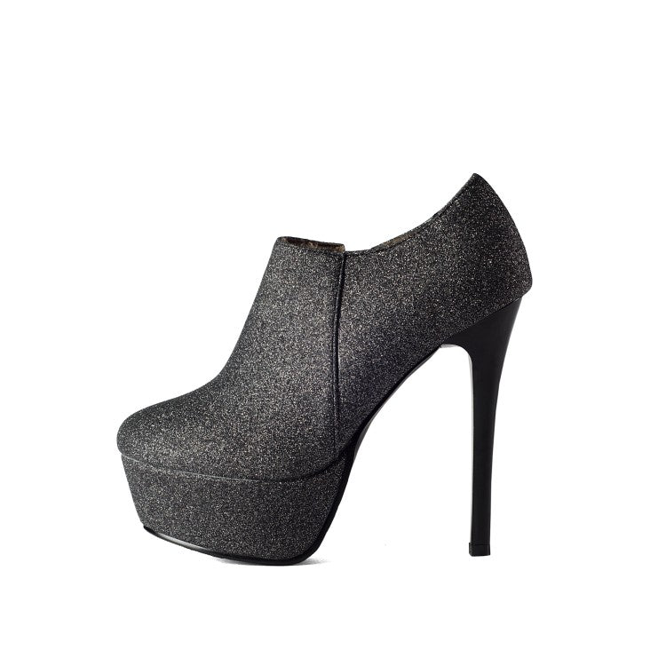 Sequins Stiletto Heel Platform Ankle Boots for Women