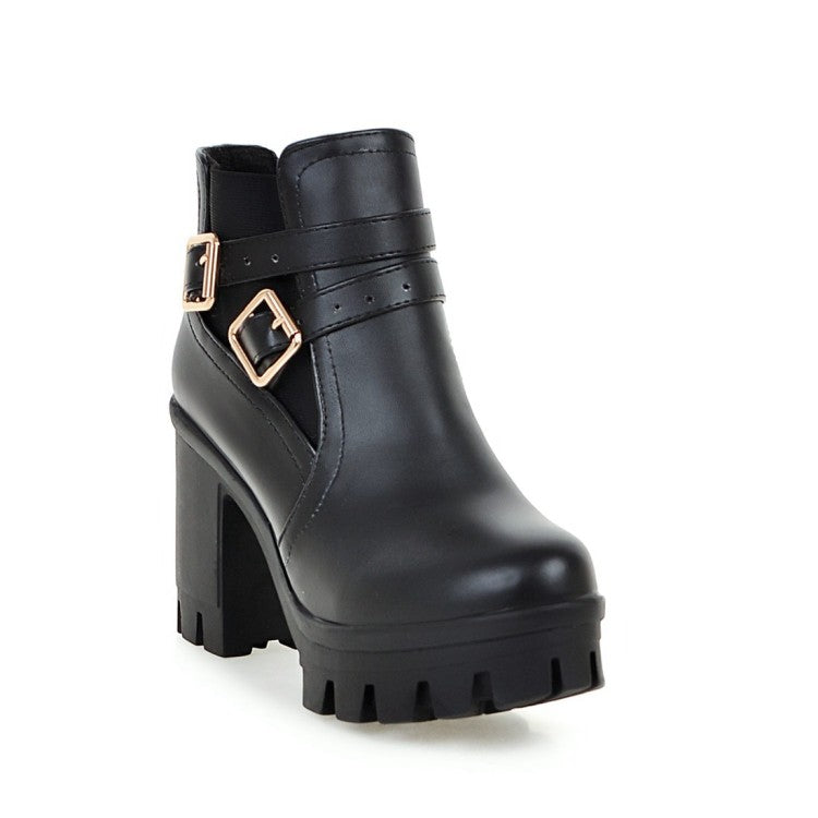 Ladies Belts Buckles Lace Up Block Heel Platform Ankle Boots