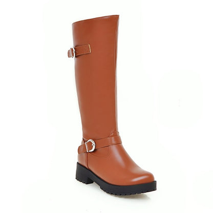 Buckles Belts Mid Calf Boots for Women