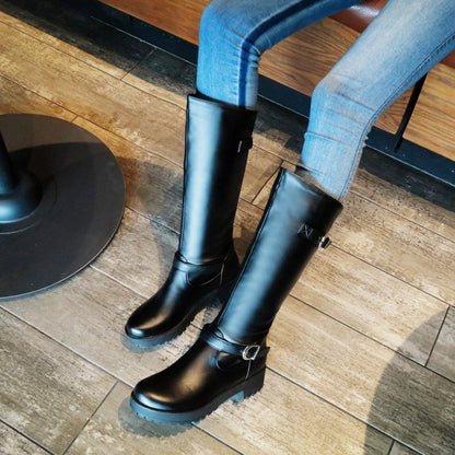 Buckles Belts Mid Calf Boots for Women