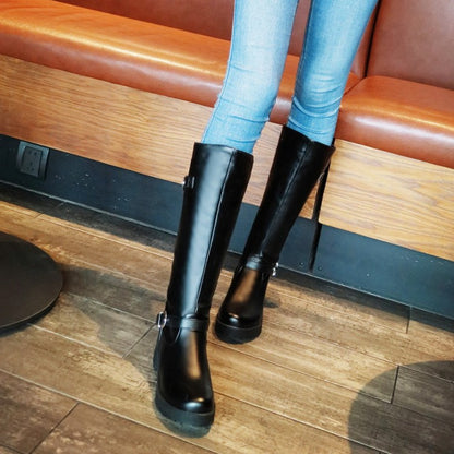 Buckles Belts Mid Calf Boots for Women