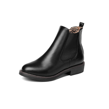 Pu Leather Round Toe Stretch Short Chelsea Boots for Women