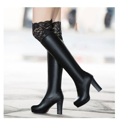 Ladies Lace High Heels Over the Knee Boots