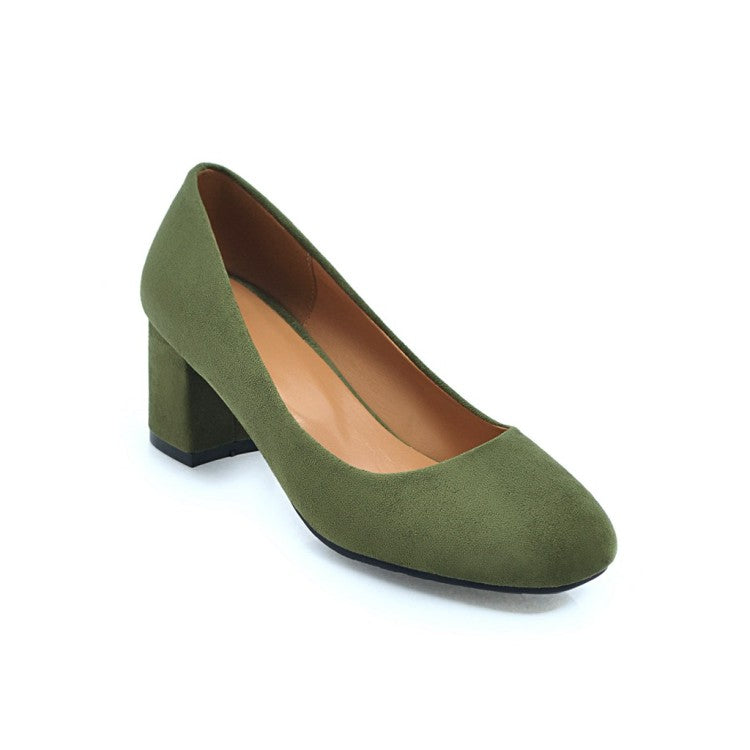 Ladies Pumps Suede Block Heel Shoes