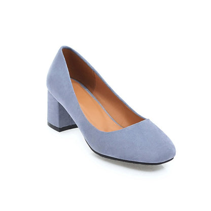 Ladies Pumps Suede Block Heel Shoes