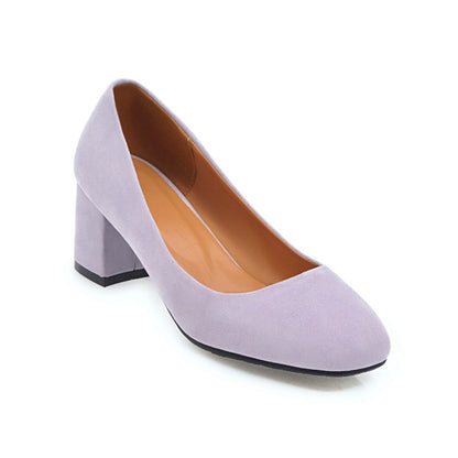 Ladies Pumps Suede Block Heel Shoes