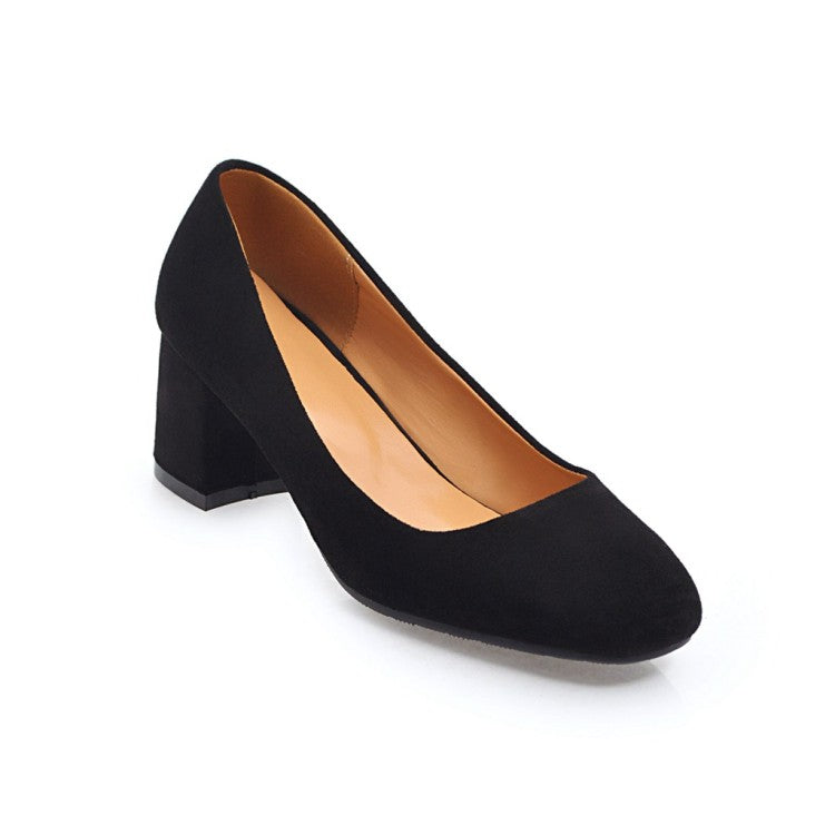 Ladies Pumps Suede Block Heel Shoes