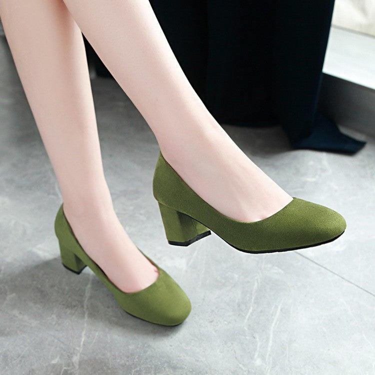 Ladies Pumps Suede Block Heel Shoes