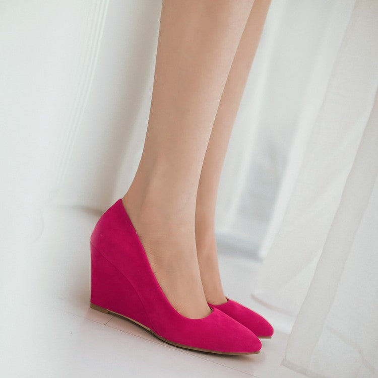 Ladies Heels Suede Platform Wedge Shoes