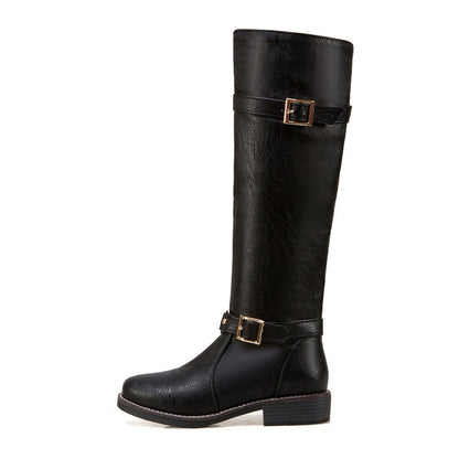 Buckle Straps Block Heel Knee High Knight Boots for Women