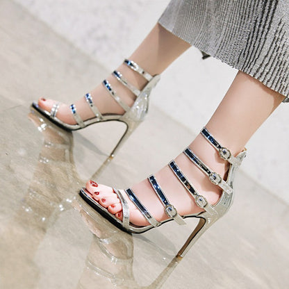 Ladies Glossy Roman Style Stiletto High Heel Sandals