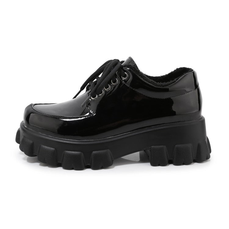 Ladies Solid Color Round Toe Strap Shallow Platform High Heels Shoes