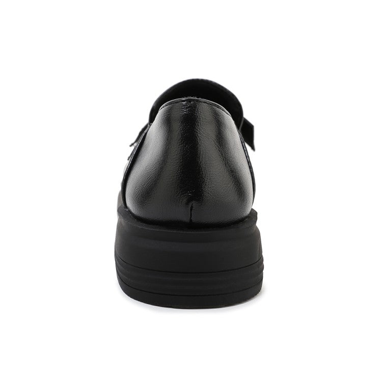 Ladies Solid Color Round Toe Knot Slip on Flats Shoes