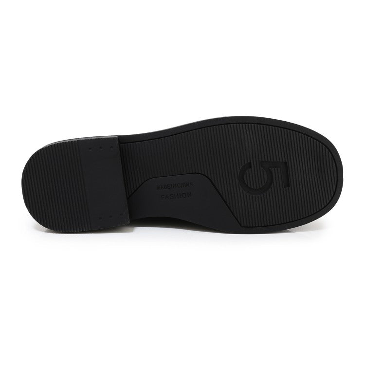 Ladies Solid Color Round Toe Knot Slip on Flats Shoes