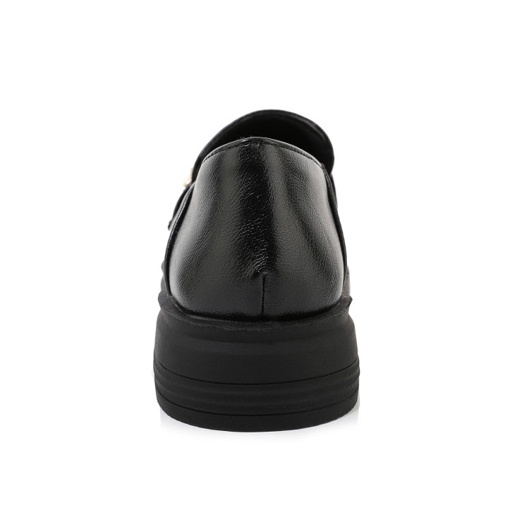 Ladies Solid Color Round Toe Rhinestone Decor Slip on Flats Shoes