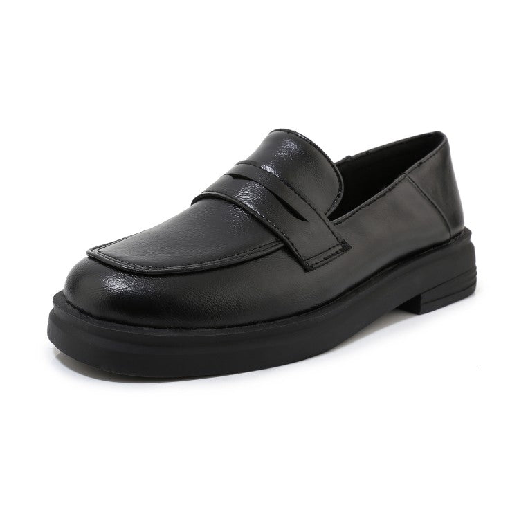 Ladies Round Toe Flat Platform Slip on Shoes