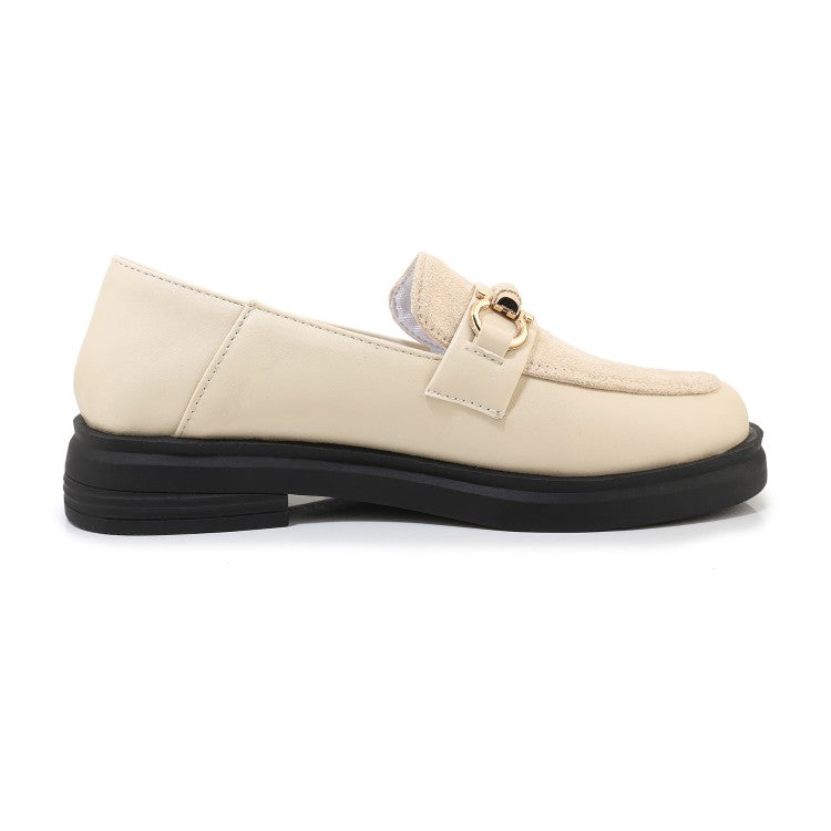 Ladies Shallow Metal Decor Platform Slip on Flats Shoes