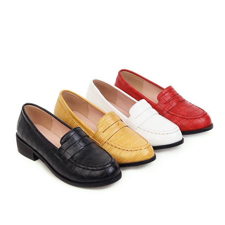 Women's Crocodile Pattern Slip-On Loafers